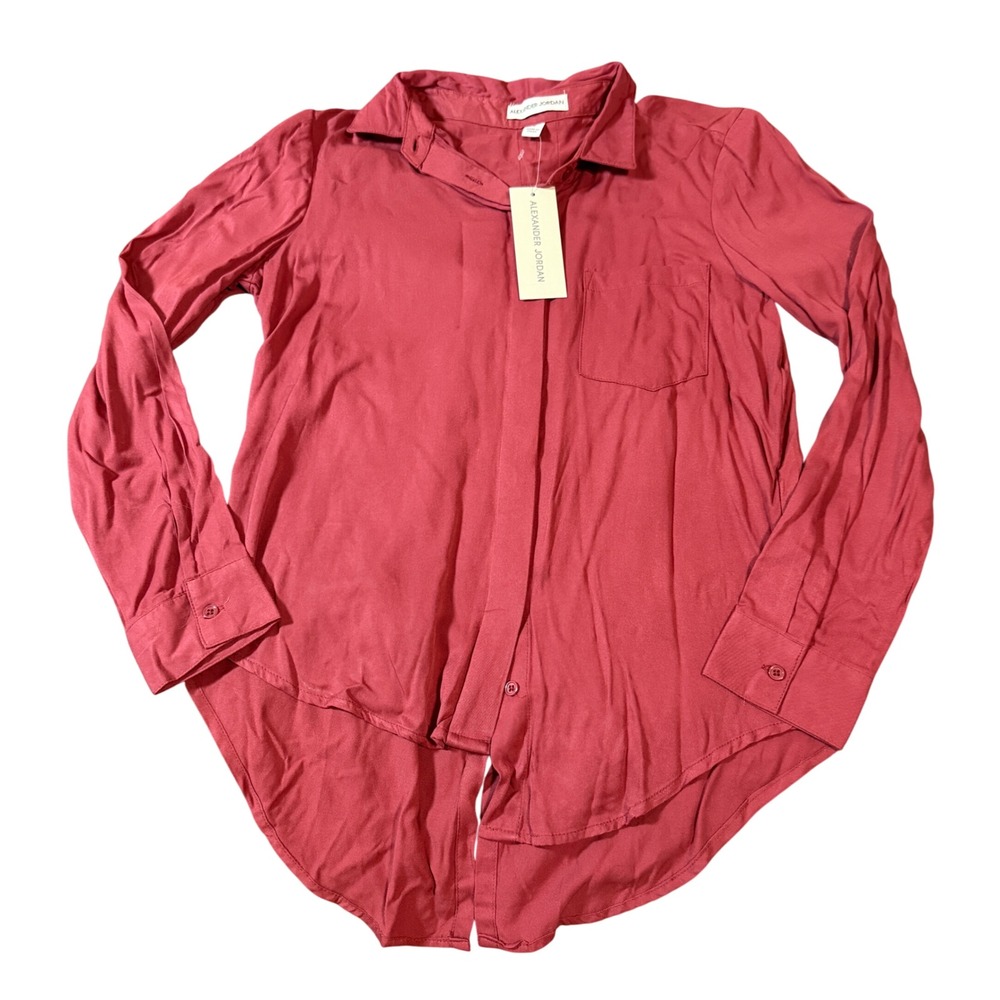 NWT Alexander Jordan Size Small Button Down Shirt Formal Mauve Dusty Red